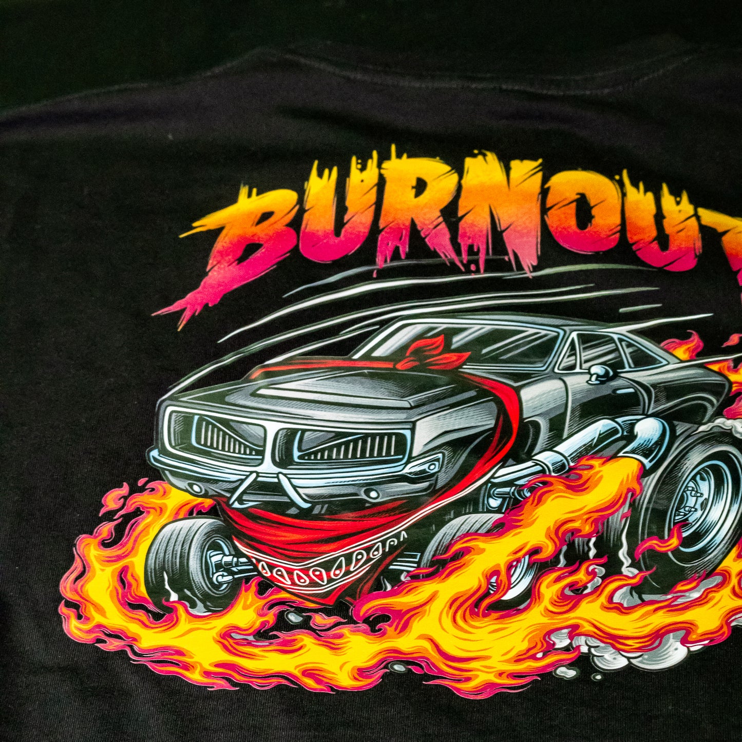 Burnout Graphic Tee Black - V8 Muscle Car Anti-Hero