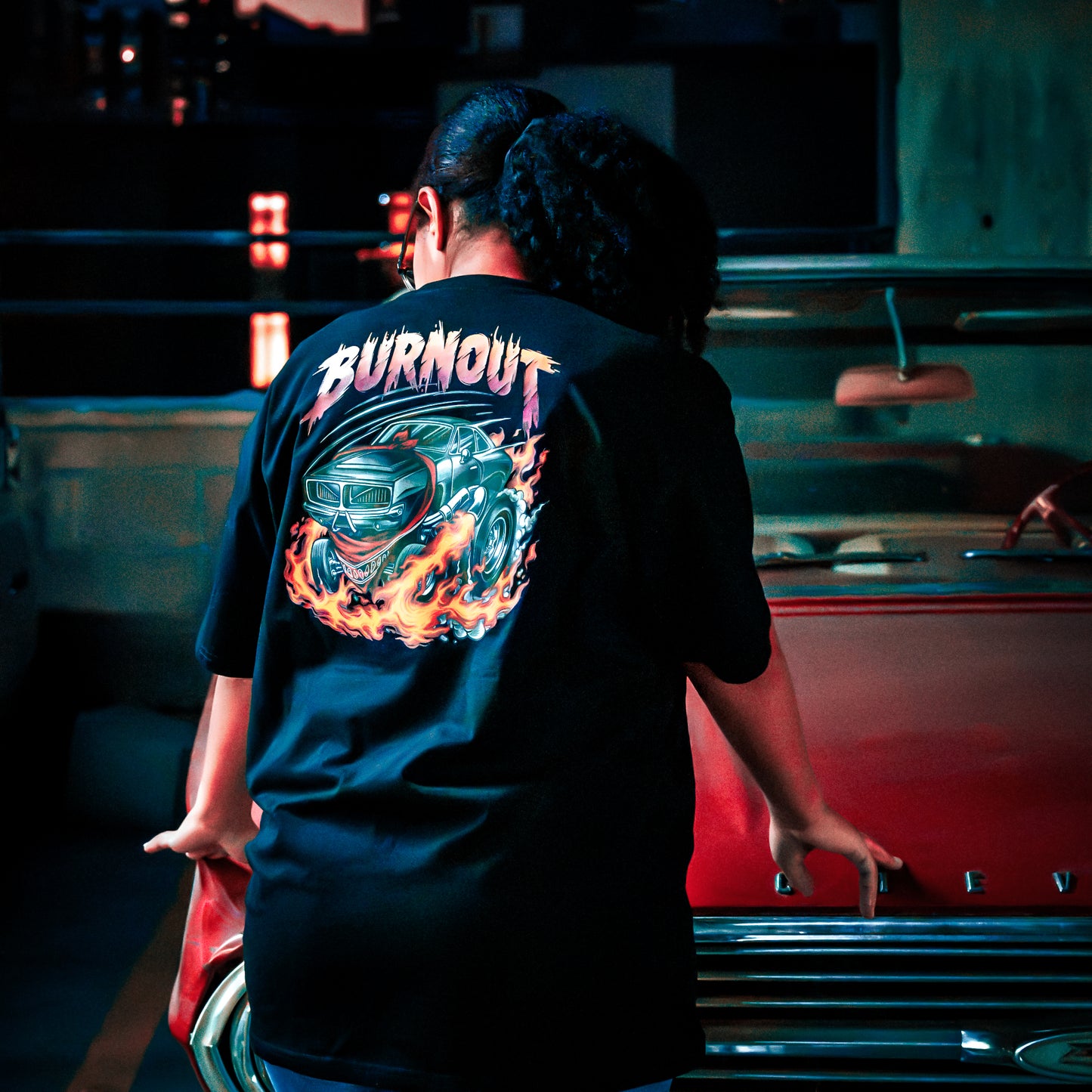 Burnout Graphic Tee Black - V8 Muscle Car Anti-Hero
