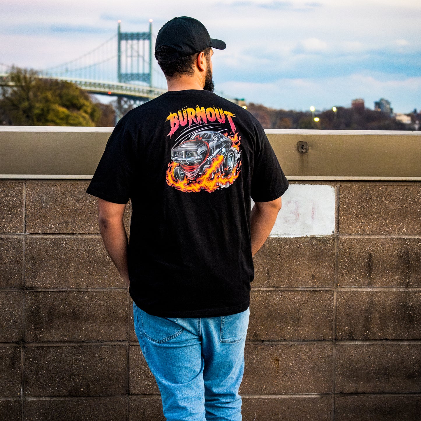 Burnout Graphic Tee Black - V8 Muscle Car Anti-Hero