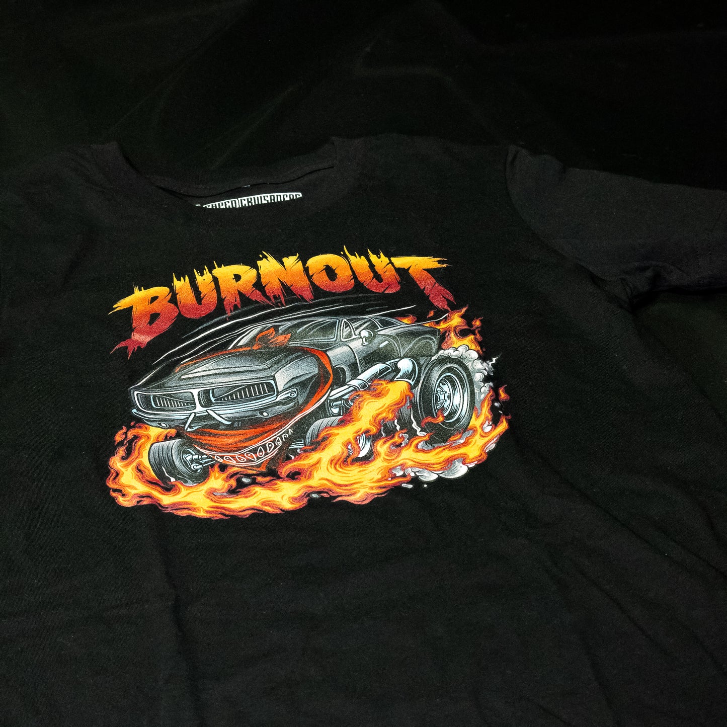 Youth Burnout Graphic Tee Black - Villain Drag Car