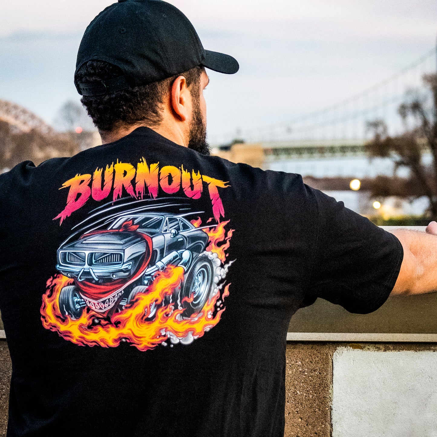 Burnout Graphic Tee Black - V8 Muscle Car Anti-Hero