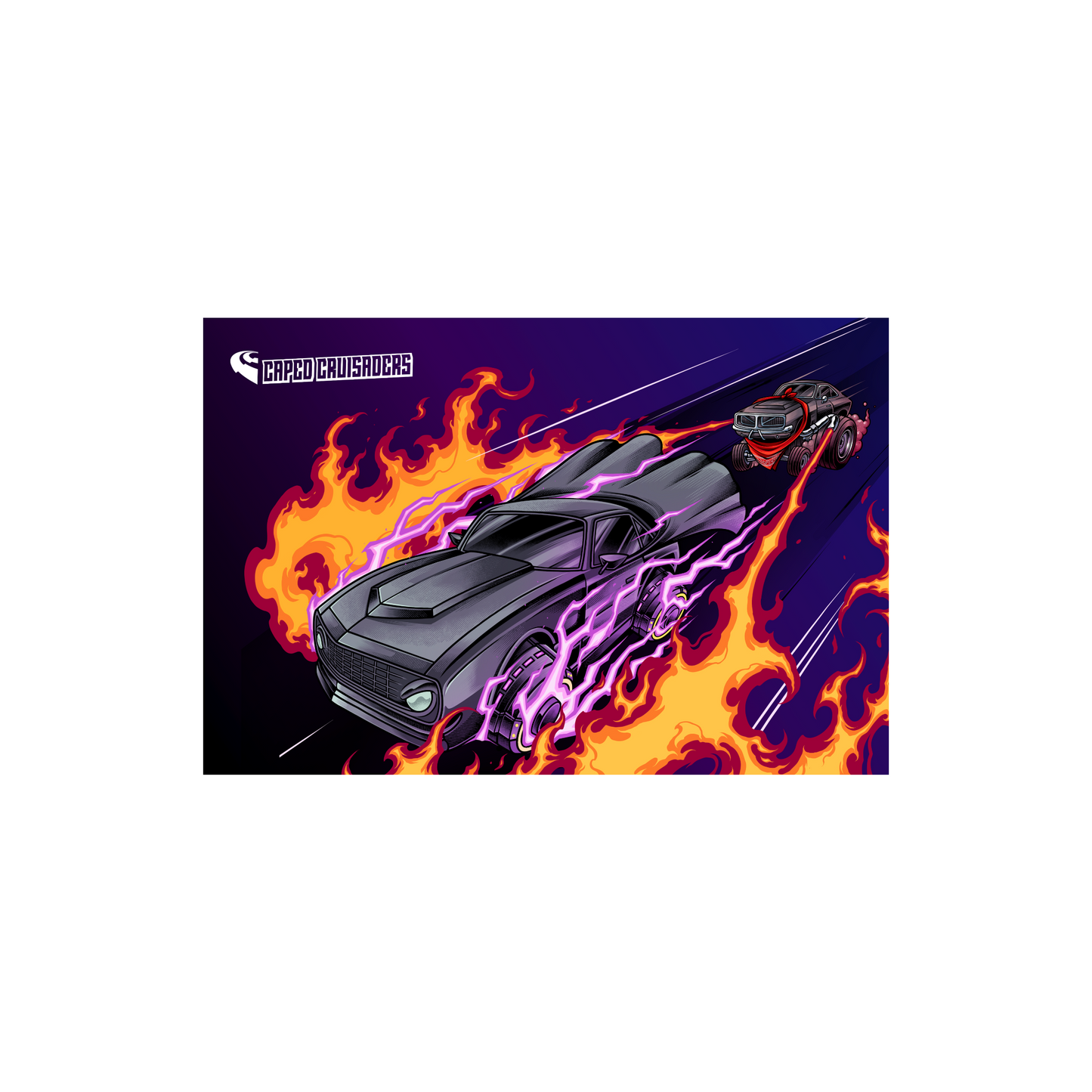 Nite Rider vs Burnout Graphic Poster - Comic Book Action Artwork