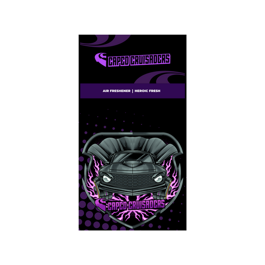 Car Air Freshener Heroic Fresh Scent - Comic Book Muscle Car Design