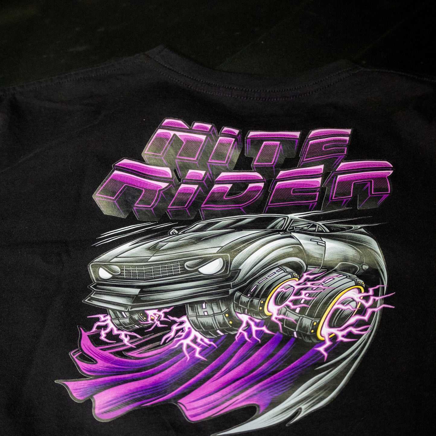 Nite Rider Graphic Tee Black - Comic Book Muscle Car Streetwear