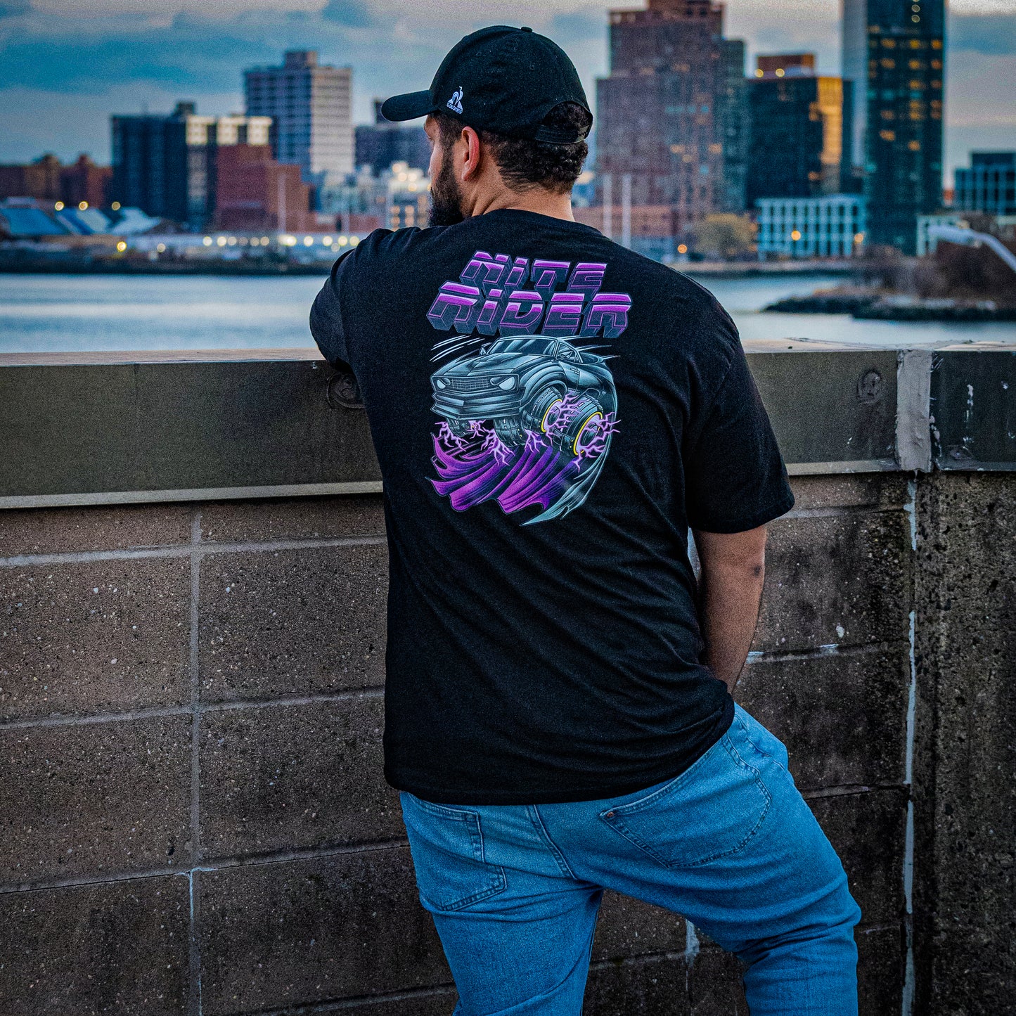 Nite Rider Graphic Tee Black - Comic Book Muscle Car Streetwear